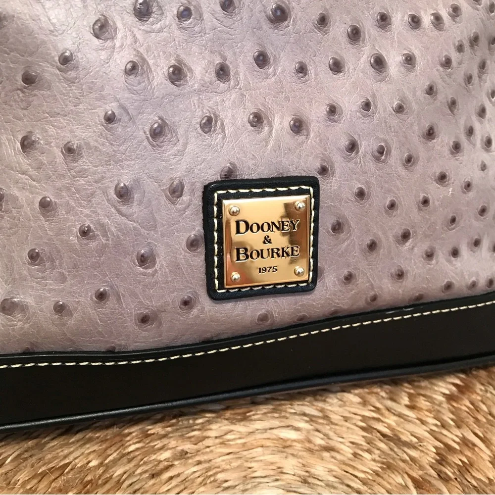 Dooney & Bourke Ostrich Cameron Satchel Grey and Black